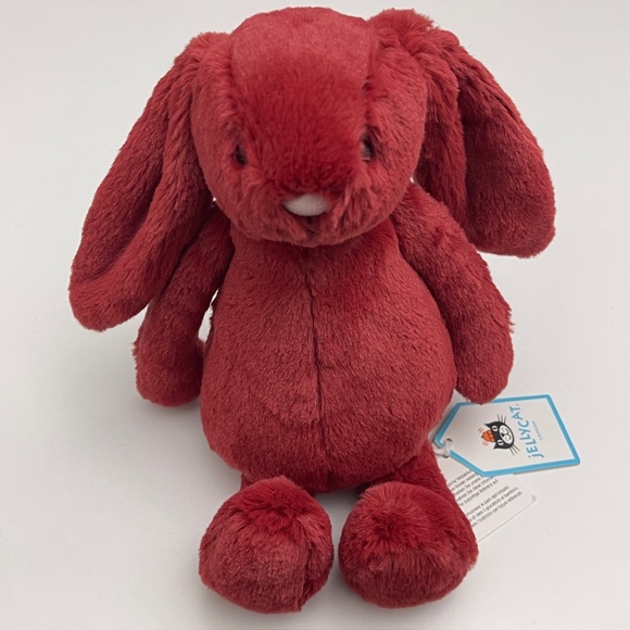 BNWT RARE Jellycat LITTLE BASHFUL REDCURRANT BUNNY Small Plush Red holiday - Picture 1 of 6